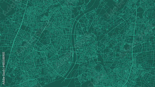 Ahmedabad map city poster province, green horizontal background vector map. Municipality area road map. Widescreen skyline panorama.