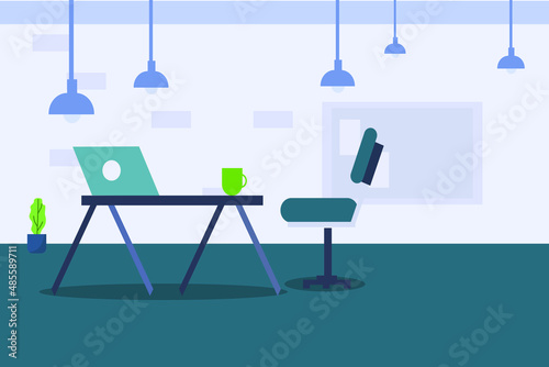 flat illustration set up office working space illustration flat vector outdor cafe break minimalis collor 