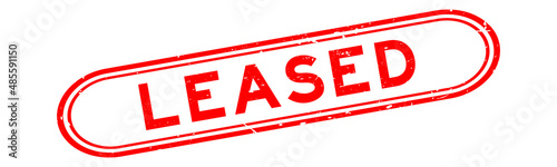 Grunge red leased word rubber seal stamp on white background