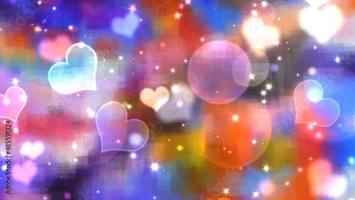 beautiful paint like illustration of colorful gradient color with glitter glow and heart shape bokeh