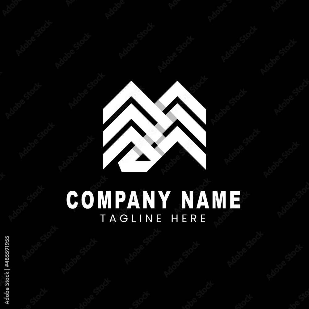 Letter m monogram logo with mountain combination