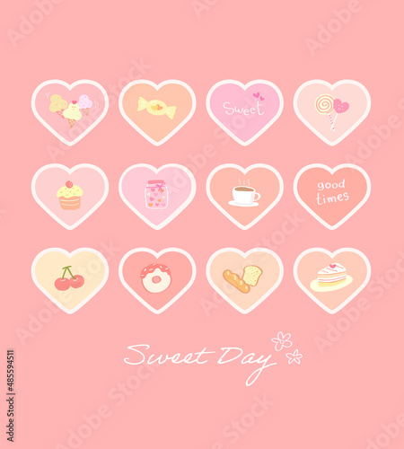 Love heart valentines day romantic icon vector set