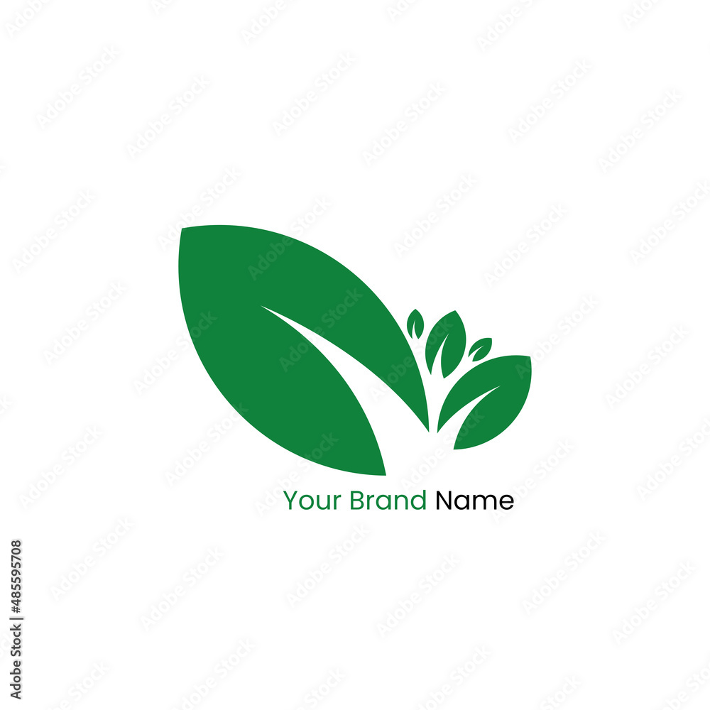 green leaf teardrop shape logo concept vector design