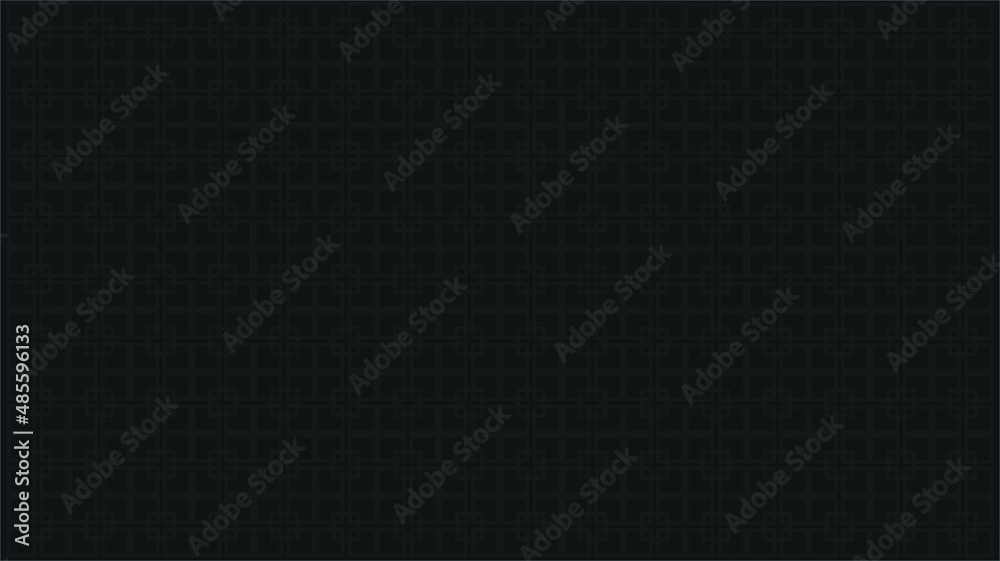Vector abstract background of endless squares intertwining with each other. Dark grey lines on black background. Classic, modern, intertwined design. Copy space.