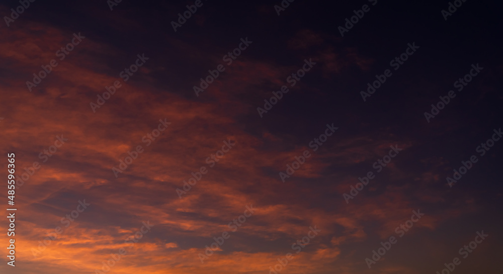 red sky with clouds in summer season 