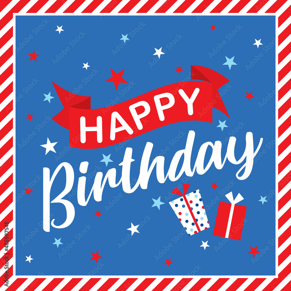 birthday greeting card on blue color background birthday greeting card on blue color background