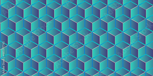 Abstract background with Colorful pattern with three dimensional hexagons made of rhombus in blue, gray and white colors. Creative technology with  hexagon pattern background .