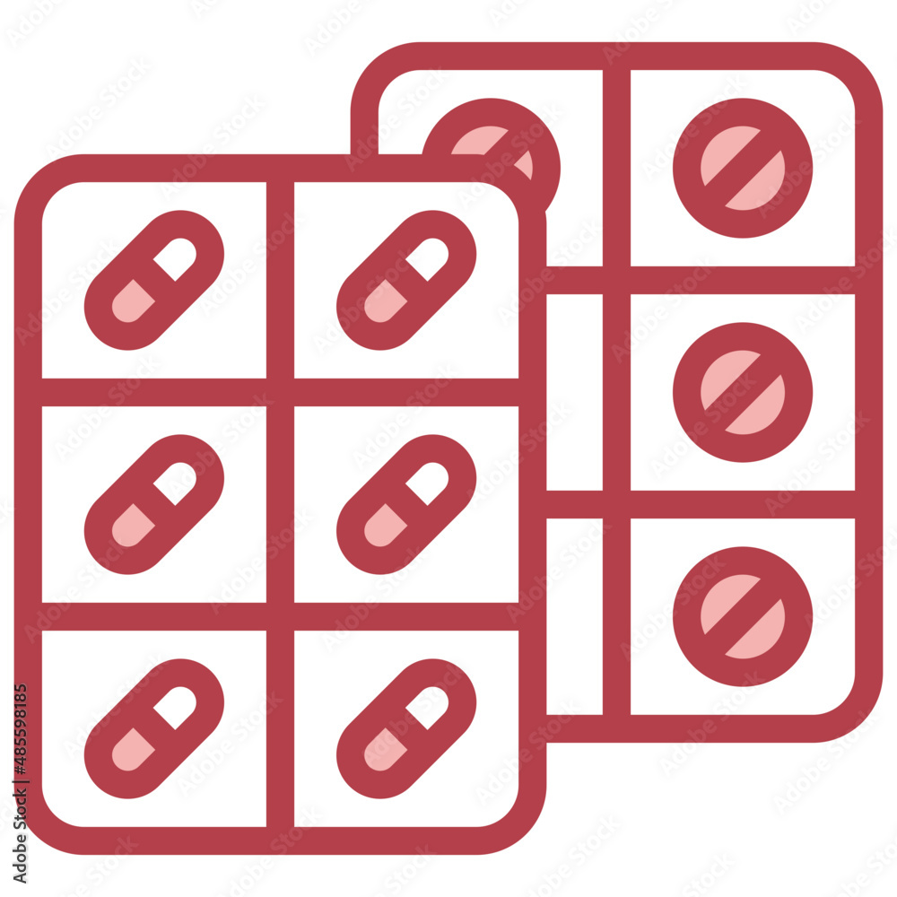 PILLS red line icon,linear,outline,graphic,illustration
