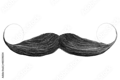 Curly black mustache isolated on white photo
