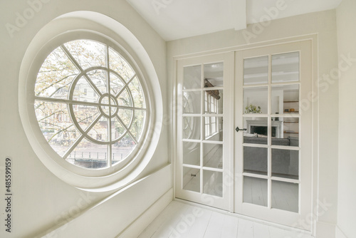 Interior of corridor with round window