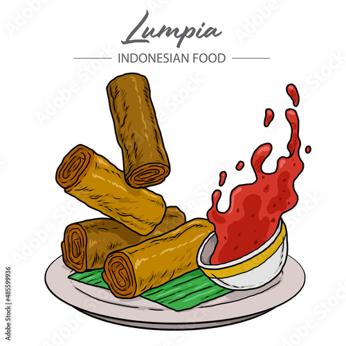 Lumpia are various types of spring rolls commonly found in Indonesia and the Philippines.