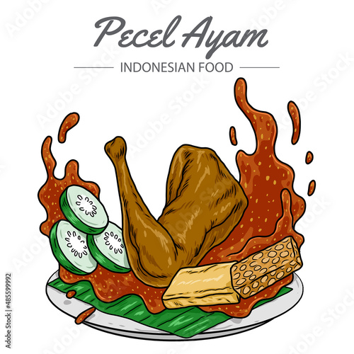 Pecel lele is a Javanese delicacy consisting of deep-fried chicken paired with sambal paste and vegetables such as cucumbers