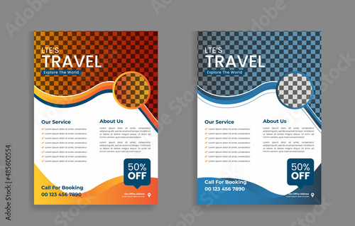 Travel poster or flyer brochure design layout. Travel flyer template for travel agency 