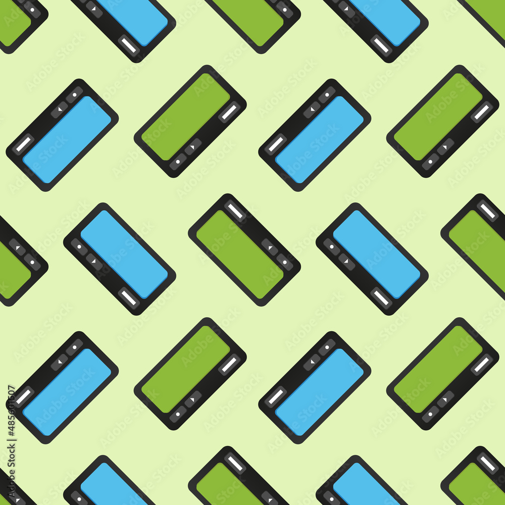 Pagers, beepers wireless telecommunications devices vector seamless pattern background for 80s, 90s design.
