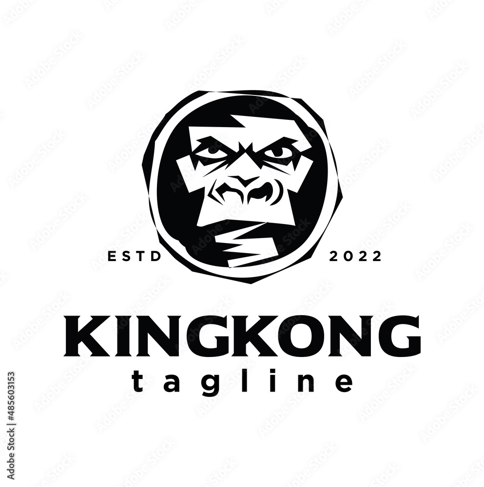 King kong mascot logo silhouette version gorilla Vector emblem character