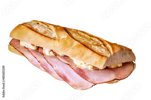sub sandwich with ham and lettuce