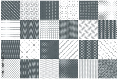Collection of minimalistic striped seamless geometric patterns. White and gray endless linear textures. Repeatable unusual simple monochrome backgrounds