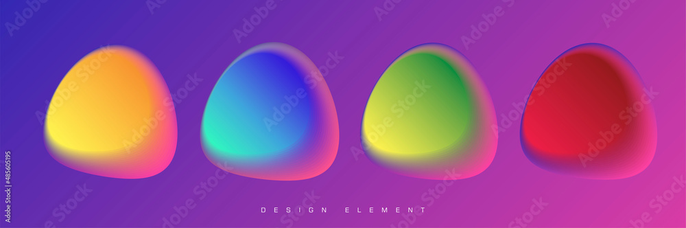 Obraz premium Set of liquid color abstract rounded shapes. Fluid neon gradient elements, Futuristic trendy dynamic elements.