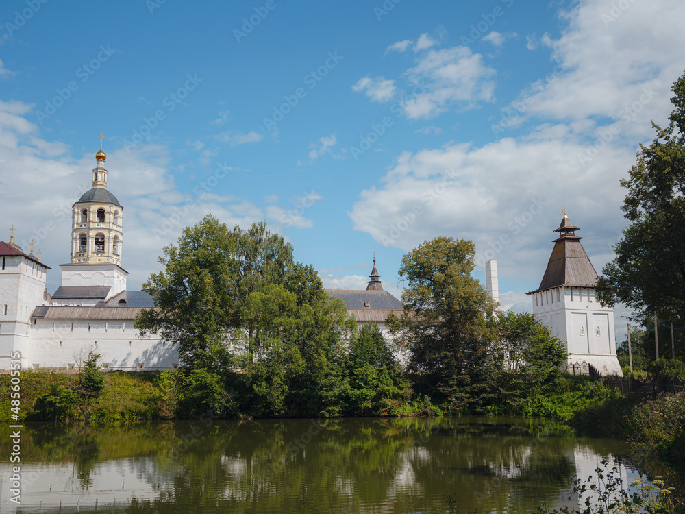 Journey through summer Russia, significant tourist places. Nativity of the Virgin Saint Pafnutev Borovsky Monastery in Borovsk, Kaluga region, Russia