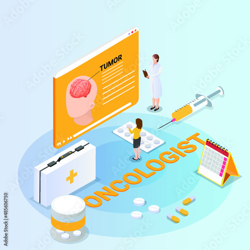 Oncologist isometric 3d vector illustration concept for banner, website, landing page, ads, flyer template