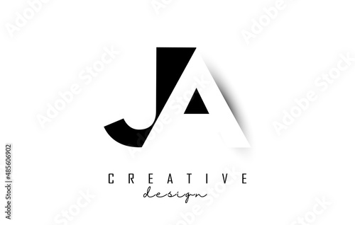 JA letters Logo with negative space design. Vector illustration with with geometric typography. photo