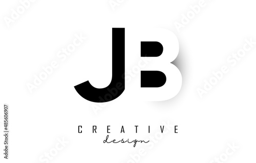 JB letters Logo with negative space design. Vector illustration with with geometric typography.