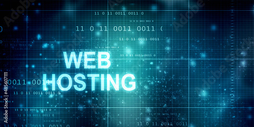 2d illustration Web Hosting. The activity of providing storage space and access for websites. Business, modern technology, internet and networking concept