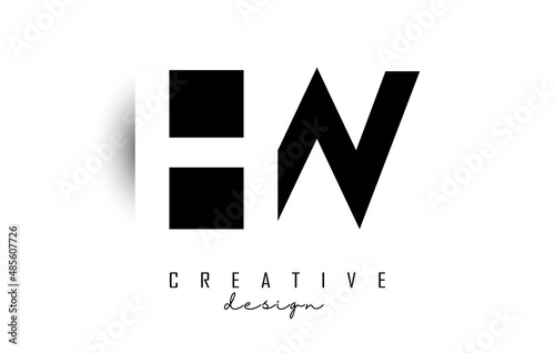 HW letters Logo with negative space design. Vector illustration with with geometric typography.