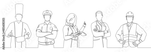 Line art vector set of different professions