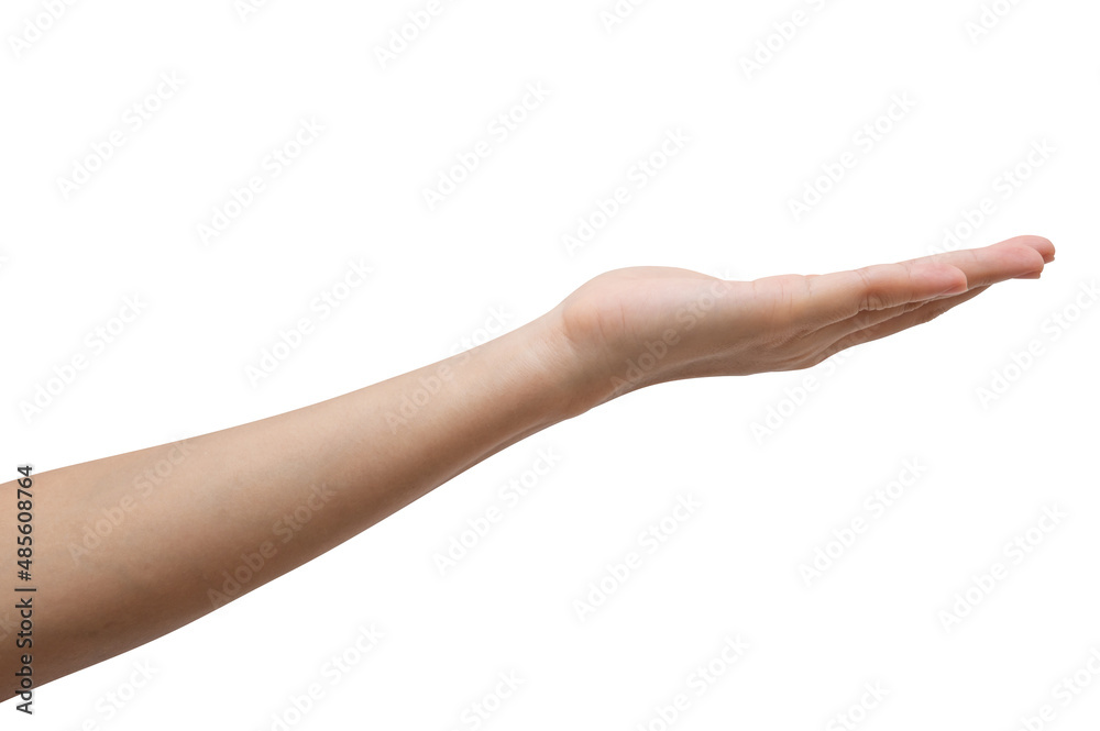 Isolated of a woman's hand holding something like a bottle or can.