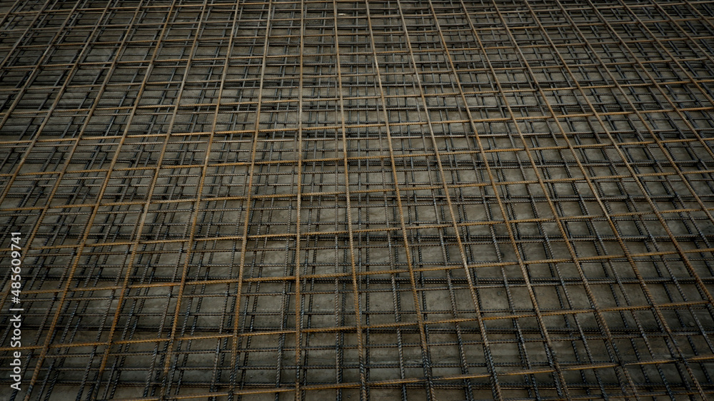 Fototapeta premium Steel photographs laid out in several layers on the cement floor.