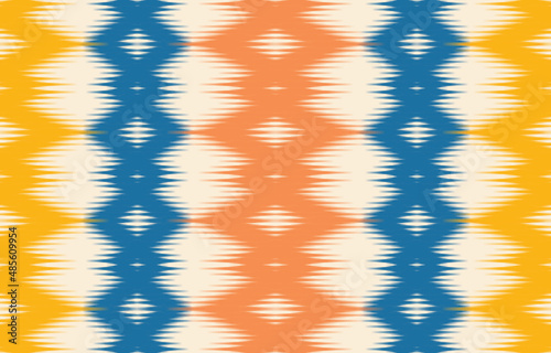 Beautiful Ethnic abstract ikat art. Seamless pattern in tribal, folk embroidery, and Mexican style.Aztec geometric art ornament print. Design for carpet, wallpaper, clothing, wrapping, fabric, cover.