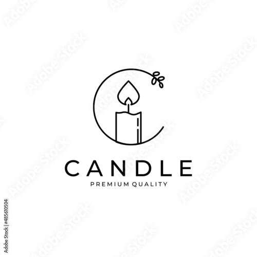 candle logo line art vector template
