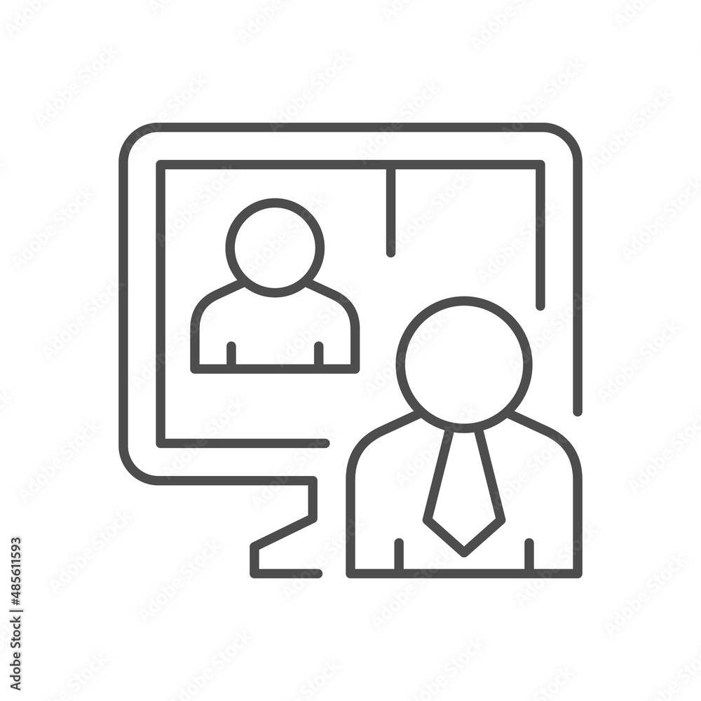 Online meeting line outline icon