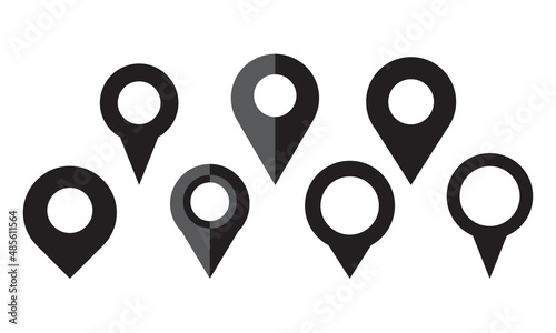 Geolocation Geotag locator icon set. Map place tag pin location icons. markers sign GPS location symbol .Vector illustration photo