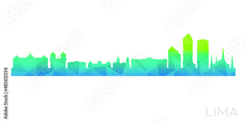 Lima, Peru Low Poly Skyline Clip Art City Design. Geometric Polygon Graphic Horizon Icon. Vector Illustration Symbol.