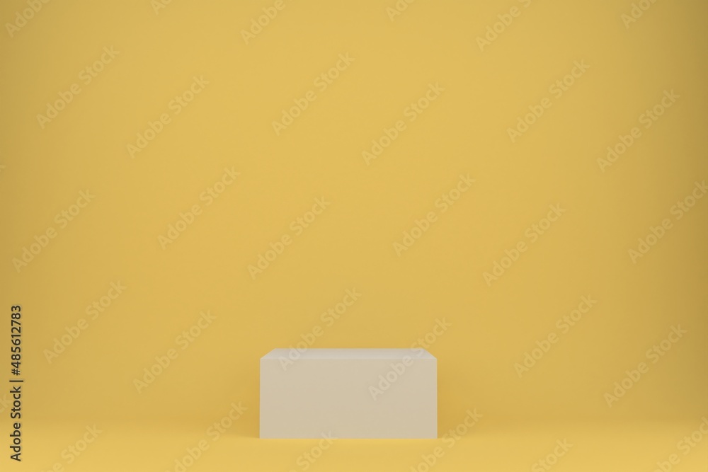3D render. Background 3d yellow rendering with white podium 3D render. Background 3d yellow rendering with white podium