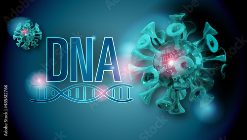 DNA gene code binary code virus illustration helix