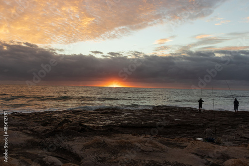 Morning sunrise view of ocean at Orange rocks in Uvongo, East coast of South Africa  photo