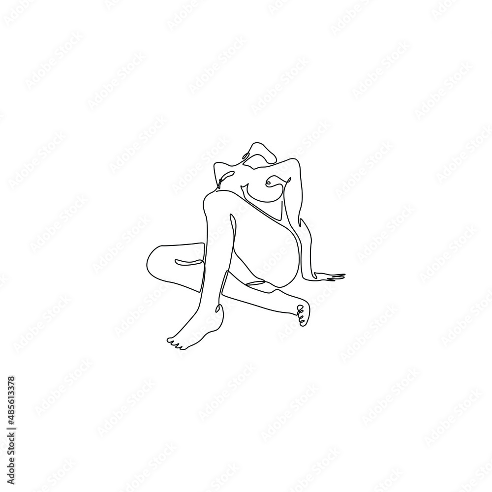 Vektorová grafika „Nude woman abstract silhouette, continuous line drawing,  small tattoo, print for clothes and logo design, emblem or logo design,  isolated vector illustration.“ ze služby Stock | Adobe Stock