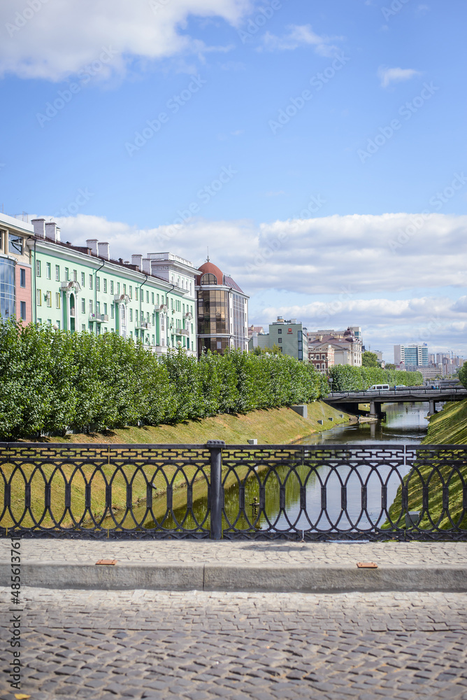 Russia, Kazan, August 25, 2018: view of the Bulak reservoir in the city center