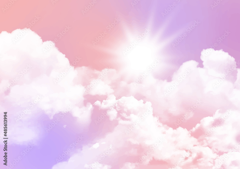 Decorative sugar cotton candy clouds sky background Stock Vector