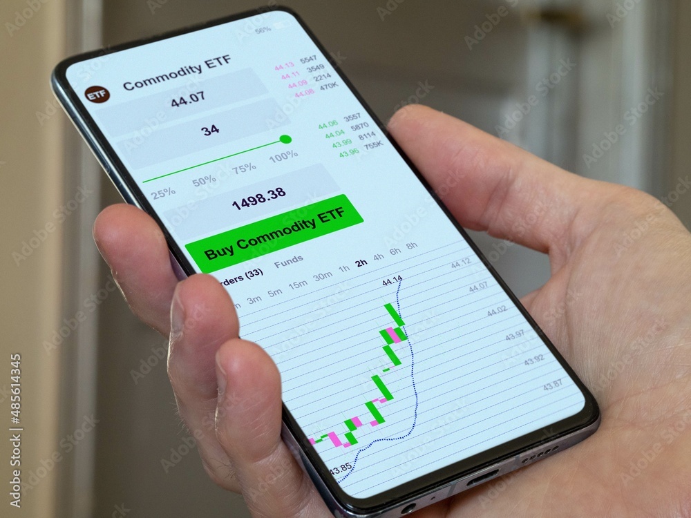 Stock world exchange market chart, commodity etf market data on smartphone. Business analysis of a trend. international foreign commodities ETF Stock world exchange market chart, commodity etf market data on smartphone. Business analysis of a trend. international foreign commodities ETF