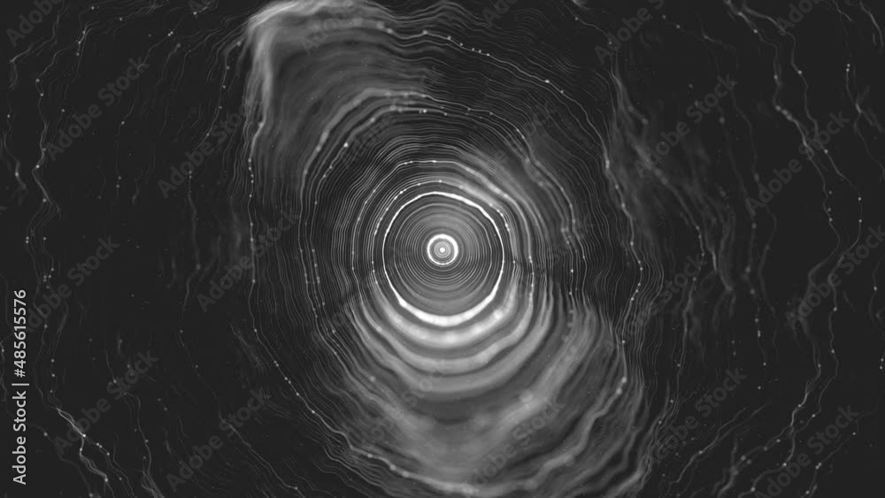 Abstract Digital Concentric Rings And Data Lines Loop/ 4k animation of an abstract wallpaper technology background of flowing particle concentric circle lines for communication and data connecting sym