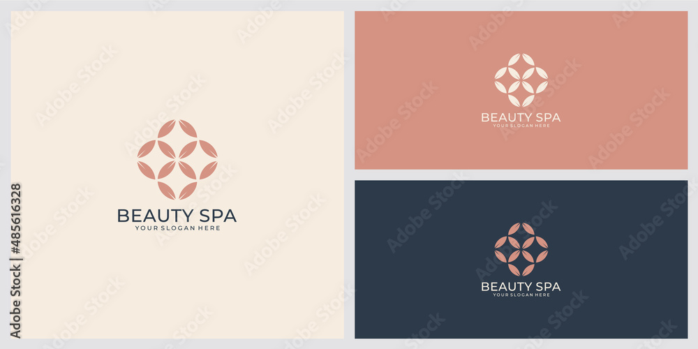 Minimalist flower logo ornament with line art style. luxury template ...
