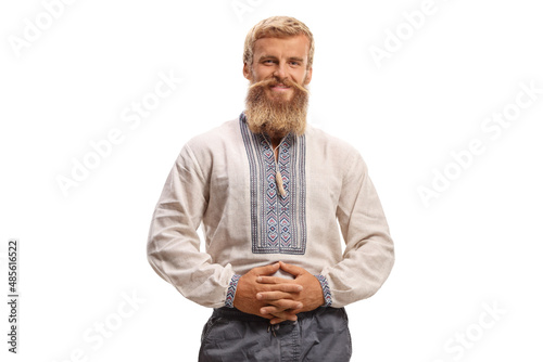 Young man with moustache wearing ethinc clothing photo