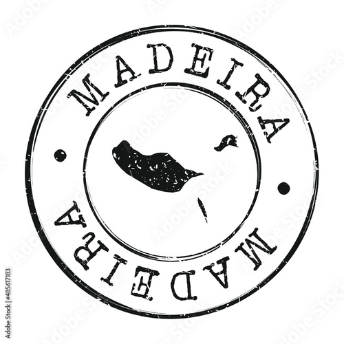 Madeira Islands, Portugal Silhouette Postal Passport. Stamp Round Vector Icon Map. Design Travel Postmark. 
