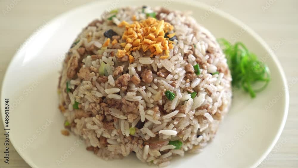 Salted Chinese Black Olive Fried Rice with Minced Pork - Asian food style Salted Chinese Black Olive Fried Rice with Minced Pork - Asian food style