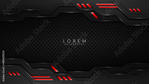 Red and black abstract background, modern geometric shapes Futuristic background