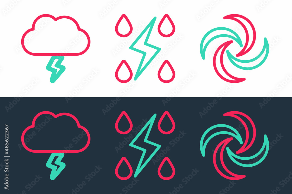 Set line Tornado, Storm and icon. Vector Set line Tornado, Storm and icon. Vector